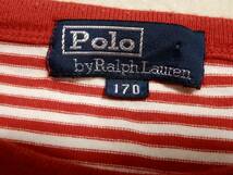 「送料無料」POLO RALPH LAUREN:ポロ ラルフローレン♪コットン100％：肩ボタン：赤＋白ボマリンマリンTシャツ＊サイズ170:ナイガイ発_画像7