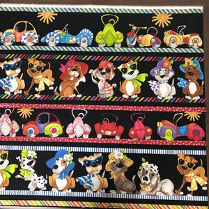 ロラライハリス Doggies ボーダー 黒生地