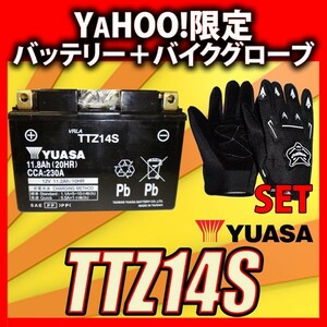 グローブ付！ 台湾 YUASA ユアサ TTZ14S バイクバッテリー 互換 YTZ14S FTZ14S DTZ14-BS 初期充電済 即使用可能