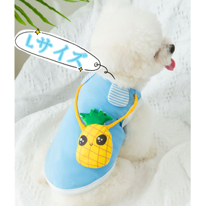 L size spring summer clothing dog clothes cat clothes small size dog pet clothes tops pretty pineapple blue 