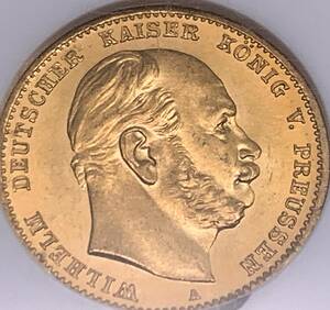 【NGC MS66鑑定！】1873年 ドイツ プロイセン ヴィルヘルム１世10マルク 金貨 アンティークコイン モダン