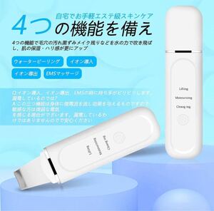 ウォーターピーリング 超音波 美顔器 ピーリング 超音波振動 イオン導出 イオン導入 毛穴汚れ ニキビ 黒ずみ USB充電式