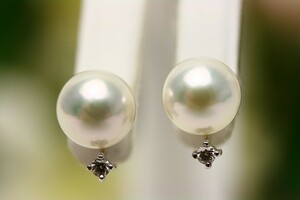 Серьги Akoya Pearl Pearl Design 8.5-9,0 мм белый цвет k14wg/d0.06ct