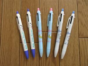 スヌーピー　多機能ペン　6本セット　（3柄×2本）　シャープペン＆黒・赤 2色ボールペン　シャープペンシル＋ボールペン