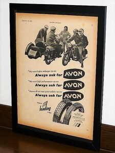 1960年 UK 60s vintage 洋書雑誌広告 額装品 AVON Tyres / 検索用 イギリス 英国 店舗 ガレージ 看板 装飾 (A4size)