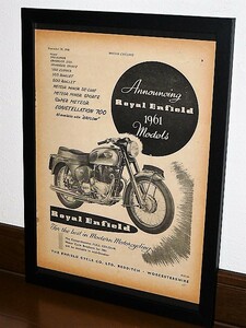 1960年 UK 60s vintage 洋書雑誌広告 額装品 Royal Enfield 700 Constellation ロイヤルエンフィールド / 検索用 店舗 ガレージ 看板 (A4)