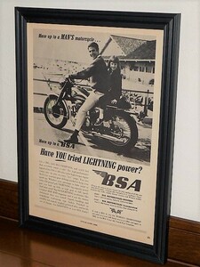 1966年 USA 60s vintage 洋書雑誌広告 額装品 BSA 650 Lightning ライトニング / 検索用 店舗 ガレージ 看板 装飾 サイン (A4size)