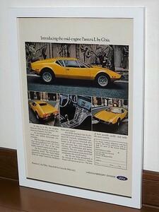 1973年 USA 70s vintage 洋書雑誌広告 額装品 Pantera L by Ghia パンテーラ ギア / 検索用 デトマソ ガレージ 店舗 看板 装飾 (A4size)