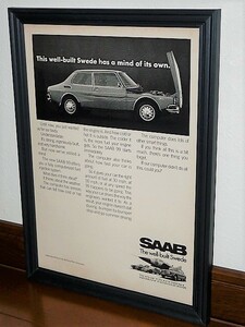 1970年 USA 70s vintage 洋書雑誌広告 額装品 SAAB 99 サーブ / 検索用 店舗 ガレージ 看板 装飾 サイン ディスプレイ (A4size A4サイズ)