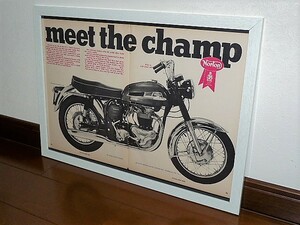 1966年 USA 60s vintage 洋書雑誌広告 額装品 Norton 750 Atlas ノートン アトラス / 検索用 店舗 ガレージ 看板 装飾 サイン (A3size)