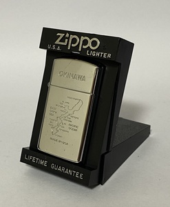 90's 未着火☆ZIPPO ジッポ OKINAWA 沖縄 スリム オイルライター ケース付き シルバー USA製 