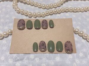 ネイルチップ ジェルネイル ハンドメイド レオパードネイル ミラーネイル Sサイズ 即日発送可