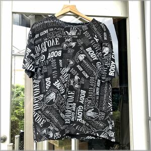 ★BODY GLOVE　ボディグローブ　80s 90s　USA製　総柄　Tシャツ　ONE SIZE FITS MOST　ブラック★検 ビンテージ オールドサーフ スケート