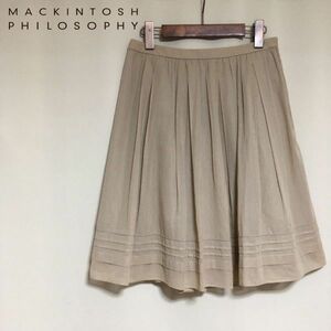 【MACKINTOSH PHILOSOPHY】マッキントッシュフィロソフィー 洗える シフォン プリーツスカート 38/Mサイズ相当 ベージュ レディース 春夏