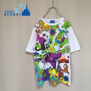 【美品】TDR 東京ディズニーリゾート ドナルドダック WHAT FUN!!2018 半袖Tシャツ Mサイズ ホワイト メンズ レディース サングラスデザイン