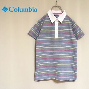 【美品】Columbia コロンビア ボウディッシュシャツ ポロシャツ Sサイズ グレー レディース ボーダー タイタニウム トップス オムニドライ