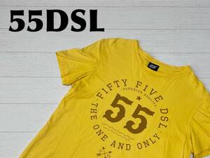* бесплатная доставка * 55DSL 55ti- SL б/у одежда короткий рукав Logo принт футболка мужской L желтый tops б/у быстрое решение 