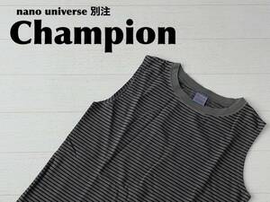 ☆送料無料☆ nano universe 別注 Champion チャンピオン 未使用 ボーダー ノースリーブ タンクトップ レディース M グレー トップス 即決