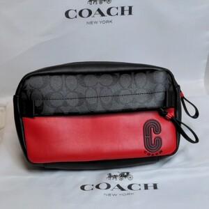 コーチ COACH デイバッグ ショルダーバッグ シグネイチャーブラック/レッド メンズバッグ ウエストポーチ 新品未使用