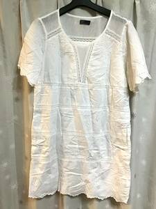 美品【GAP/ギャップ】半袖ワンピース、チュニック/L★ホワイト★レース★レディース★USED