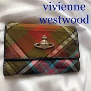 Vivienne Westwood ヴィヴィアンウエストウッド 折り財布 チェック オーブ ピンク カーキグリーン