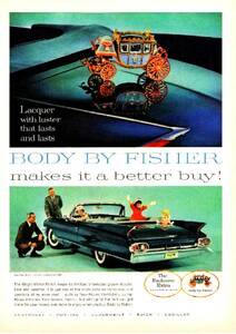 *1961 year. automobile advertisement Cadillac 3 CADILLAC GM Body BY Fischer 