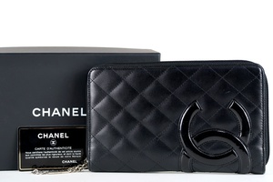 【超美品】CHANEL シャネル カンボンライン マトラッセ ココマーク ラウンドファスナー長財布 オーガナイザー【IL41】