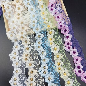 品番HR903 花 チュールレース ハンドメイド素材 桜 パーツ モチーフ 1m×5本