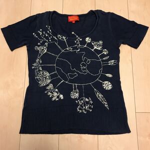 ヴィヴィアンウエストウッド レッドレーベル オーブプリント 半袖ニット Tシャツ アングロマニア カットソー ニットソー トップス