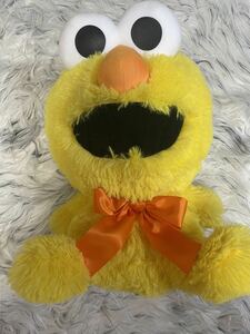 * Sesame Street yellow color yellow Elmo candy -fa knee ribbon BIG soft toy 