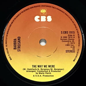 【英7】 BARBRA STREIGHSAND バーブラ・ストライザンド / THE WAY WE WERE 映画 追憶 / 1973 UK盤 7インチシングルレコード EP 45の画像4