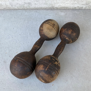 ヴィンテージ アンティーク WOODEN DUMBBELL ダンベル アメリカ / オブジェ ディスプレイ インテリア コレクタブル ウッド 雑貨 木製 USA