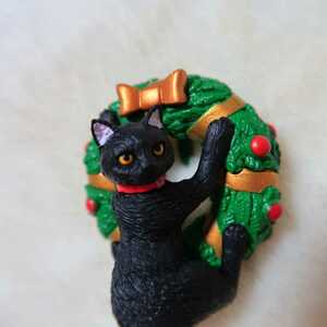 ふちねこ　クリスマス　リース　飾り　オーナメント　ガッチャ　フィギュア　ハロウィン　黒猫　ネコ　インテリア　小物　雑貨　玩具