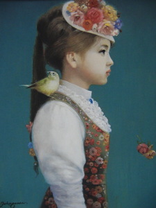 Art hand Auction 深沢邦朗, 【春少女】, 希少な大判額装用画集より, 新品額装付, 状態良好, 送料込み, 絵画, 油彩, 人物画