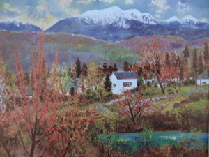 Art hand Auction Katsuaki Kakiuchi, [Automne dans un village de montagne (une série célébrant le paysage japonais)], Provenant d'une rare collection d'art encadrant, Nouveau cadre inclus, En bonne condition, frais de port inclus, Peinture, Peinture à l'huile, Nature, Peinture de paysage