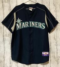 【Majestic】 マジェスティック 野球 MLB Seattle Mariners シアトル・マリナーズ ユニフォーム Lサイズ USA製 イチロー 菊池雄星_画像1