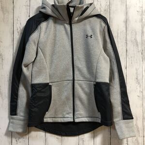 [UNDER ARMOUR] Under Armor full Zip reverse side nappy jacket lady's L sport wear gray × black free shipping!