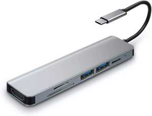 新品 USB ハブ 6-in-1 type-c 変換アダプタ SD / TF カード 4k 解像度 hdmi USB3.0ポート USB2.0ポート 高速データ転送 タイプC 高速PD充電