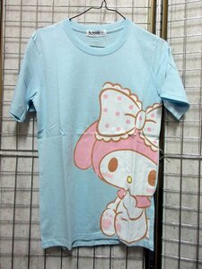 J159/ サンリオ マイメロディー 半袖 Tシャツ メンズ マイメロ 柄 水色 S