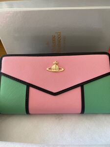 ヴィヴィアンウエストウッド ツートンカラー 長財布 ピンク 緑☆