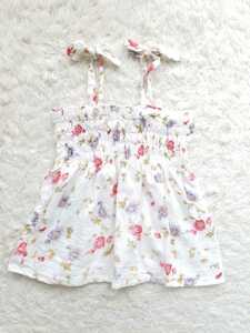* прекрасный товар baby одежда белый × цветочный принт топ One-piece 70cm туника младенец девочка платье Nankoku resort . изначальный автомобиль - кольцо путешествие выход *