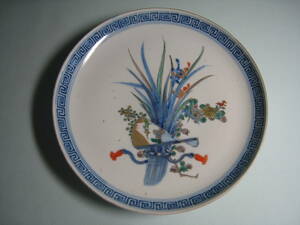 * Imari [ blue and white ceramics overglaze enamels flower writing plate ]. beauty . muffle painting 