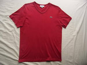 LACOSTE ラコステ 　VネックＴシャツ サイズ 4 日本製　色褪せ有り