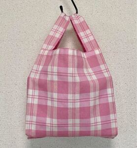 エコバッグ トートバッグ ミニサイズ ハンドメイド ピンク チェック