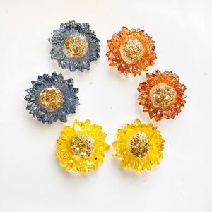 No.25 ハンドメイドパーツ レジンパーツ カボション お花 イヤリング ピアス 秋カラー
