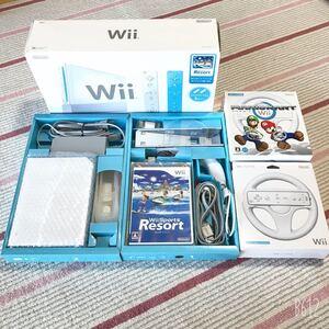 Wii本体セットWiiスポーツリゾートセット+マリオカートソフト(ハンドル2つ)