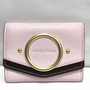 [SEE BY CHLOE]3. складывать кошелек See by Chloe маленький кошелек Mini бумажник кошелек для мелочи . кожа розовый js202202