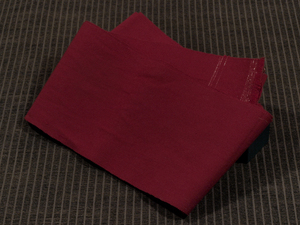 ★濃紅色 無地 ウール 半巾帯 半幅帯 単帯　TAKI02003風楽