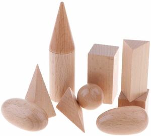 新品 木製ブロック 10点 積み木 幾何学ブロック つみき モンテッソーリ 知育玩具 木のおもちゃ 無垢材
