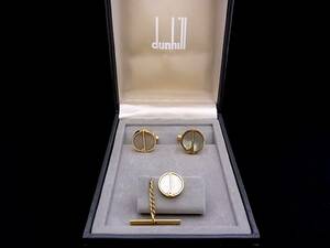 *N3265*# beautiful goods #[dunhill] Dunhill [ silver * Gold ]# cuffs & tiepin * necktie pin ( tie tack ) set!